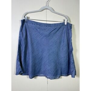 Gap Blue Chambray Lyocell Floppy Skirt 18 A-Line Mini Preppy Coastal Casual